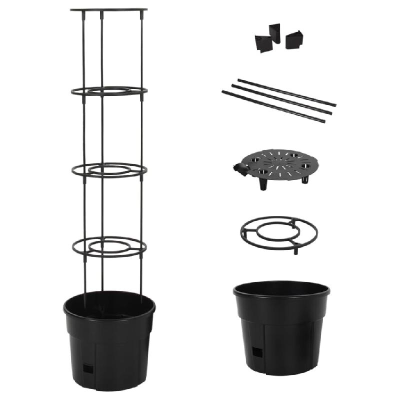 Helloshop26 - Jardinière bac lit surélevé plantes fleurs terrasse jardin à tomate Ø29,5 x 115 cm Polypropylène anthracite 02_0038848 - 3000217946778_0