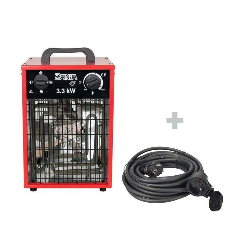 PACK Aérotherme mobile électrique DANIA3 3,3 kW + Rallonge 20 m 230 V - INELCO/HEATCOM - 88043014+3160314_0