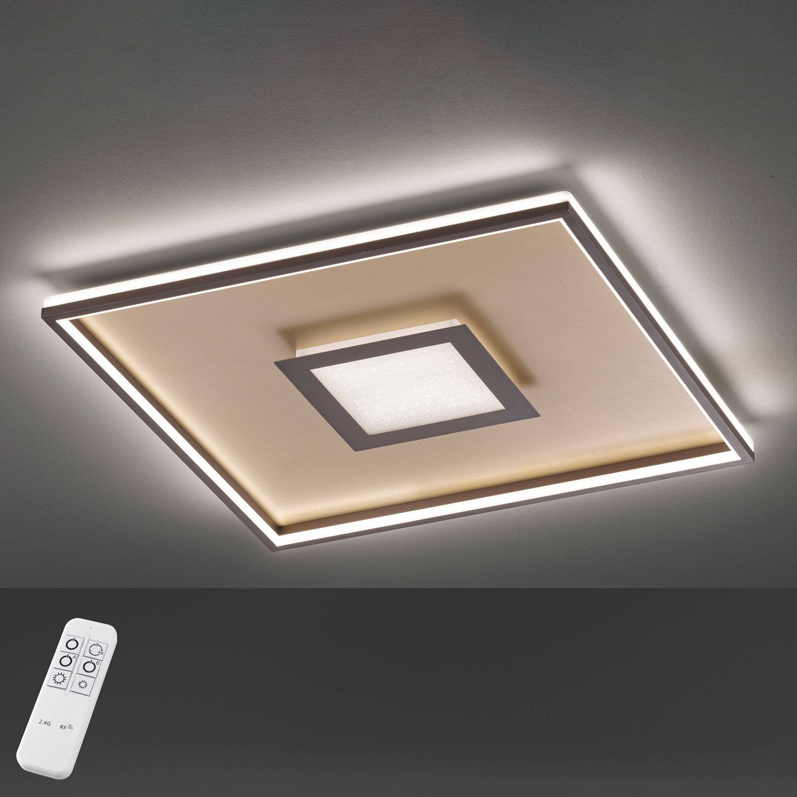 Plafonnier LED Paul Neuhaus Nevis – Rond 30cm, 26W, 2200lm, Blanc Chaud Et Dimmable (Or Rouillé)
