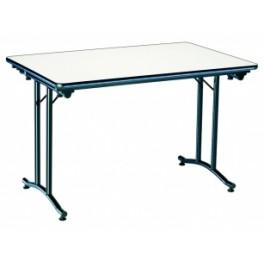 Table pliante Rimini - plateau mélaminé ivoire, chant PVC noir - 120x80 cm_0