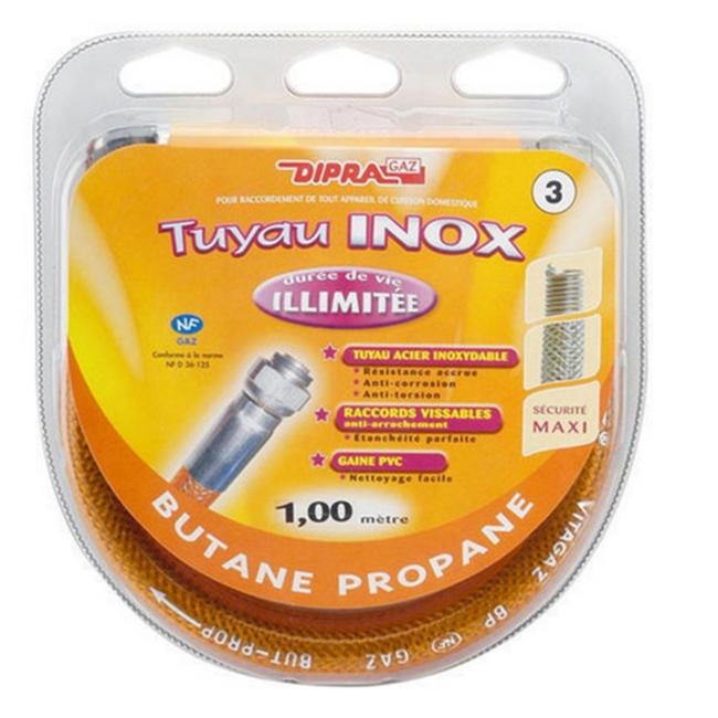 TUYAU FLEXIBLE EN INOX POUR GAZ BUTANE PROPANE