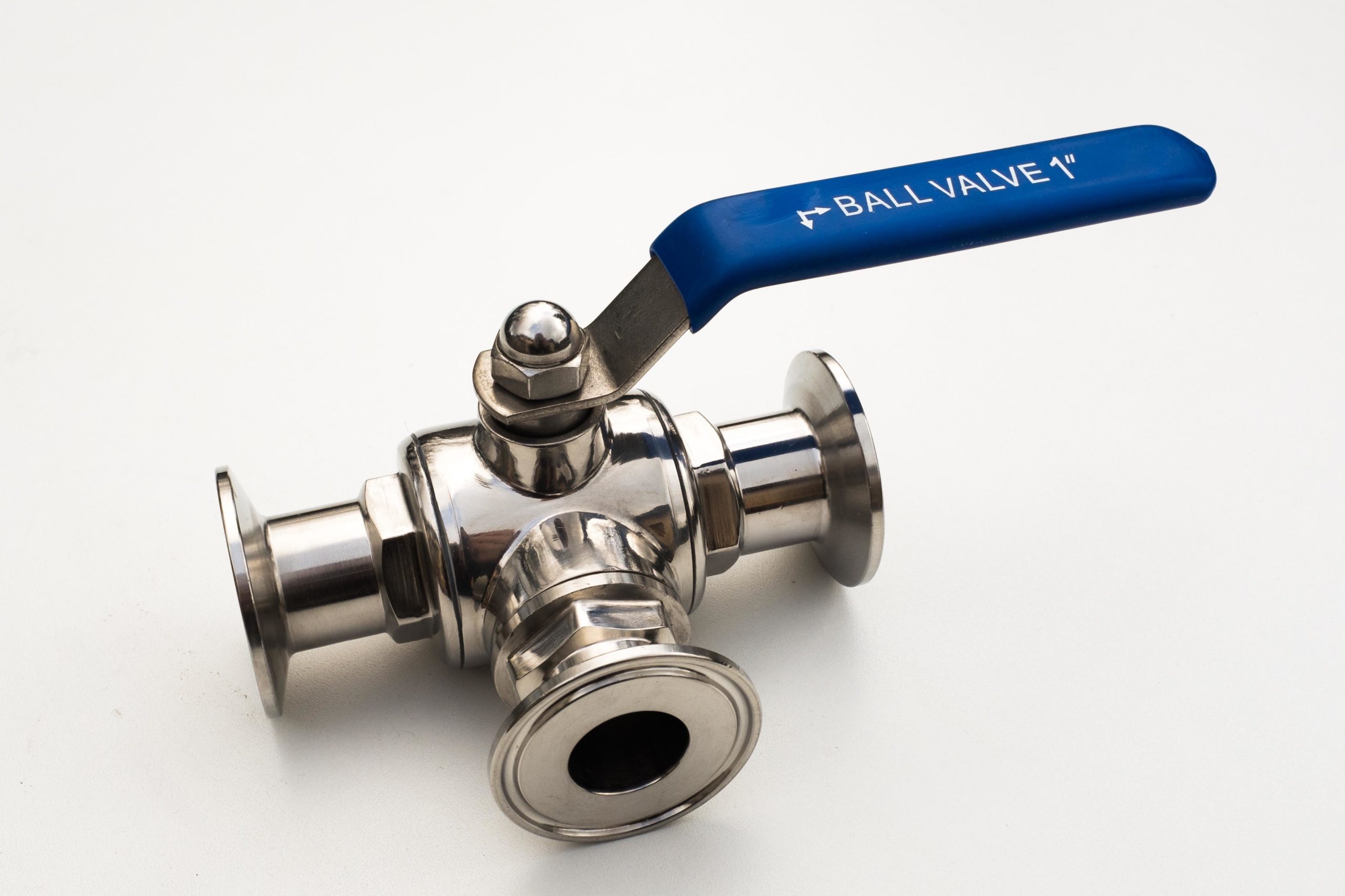 Vanne clamp à boule 3 voies - Passage en L - DN1″/50.5 - Inox 304_0