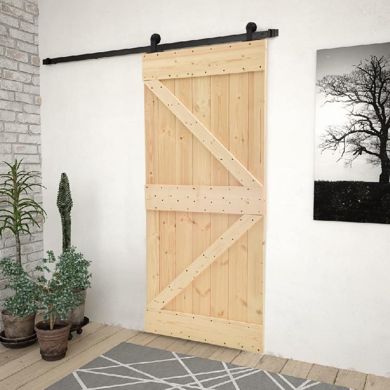 Vidaxl porte coulissante avec kit de quincaillerie 80x210cm pin massif 3057490_0