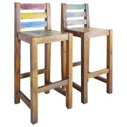 VidaXL Tabourets De Bar Lot De 2 Bois Massif De Récupération - multicolore 245800_0