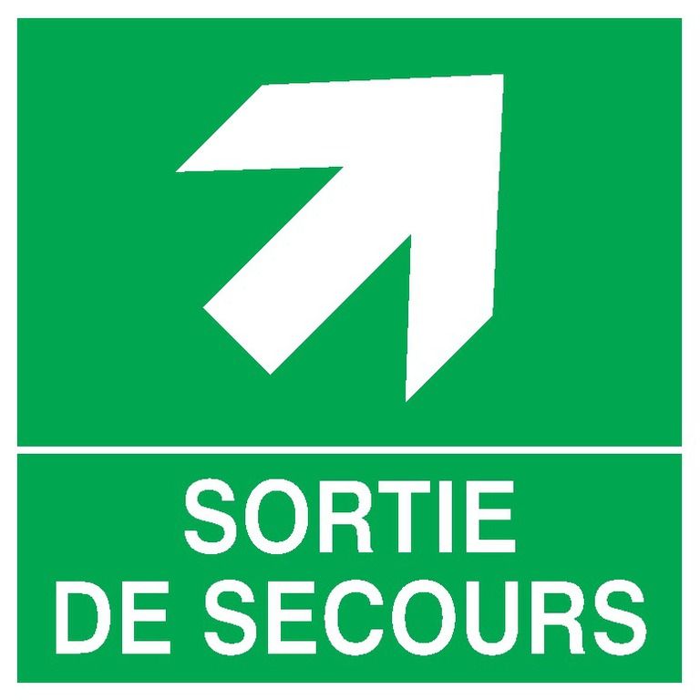 628408 - Signalisation sécurité travail - Sortie de secours flèche haut droite - 200x200mm - PS-Choc - Sofop S.A.S_0