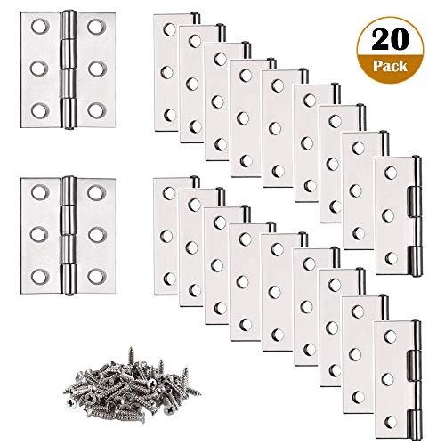 Lot de 20 charnières de porte en acier inoxydable - pliables avec finition brossée et 6 trous de montage_0