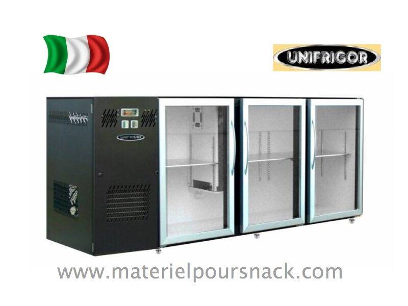 Arrière bar vitré 3 portes - Skinplate gris foncé - Unifrigor Rox 1880 3DMG - Éclairage LED et grande capacité_0