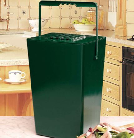 Bio-seau à compost anti-odeur 9L vert - Poubelle de cuisine avec filtre à charbon_0