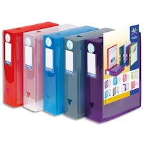 BOÎTE DE CLASSEMENT PERSONNALISABLE PROPYGLASS DOS 8CM, PP 8/10E. COLORIS TRANSLUCIDES ASSORTIS - LOT DE 6
