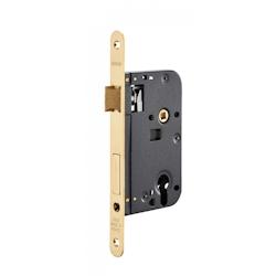 Boitier de serrure encastrable à cylindre pour porte d'entrée, axe 60mm, bouts ronds, laiton brossé - THIRARD - doré 3150260093063_0