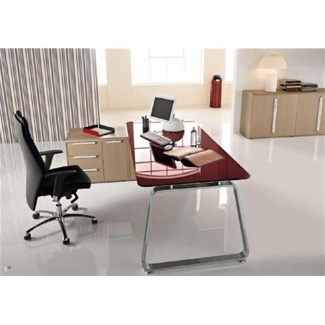 Bureau de direction design SEVENTIES - plateau en verre teinté - LAS - 3 tailles disponibles avec retour en option_0