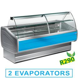 Comptoir vitrine réfrigéré à vitre bombée avec réserve - MY15/B1-R2 - vitres rabattables et groupe compresseur intégré_0