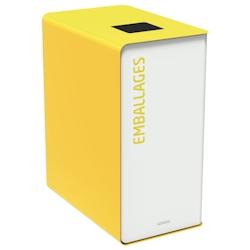CUBATRI - Borne de tri blanc avec bac 65L emballages jaune - 54842 - ROSSIGNOL - jaune métal 54842_0