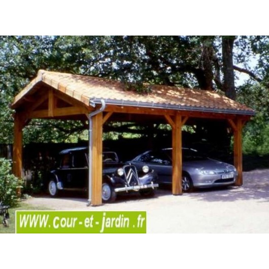 Carport bois 2 voitures - cihb - charpente traditionnelle - d-ci-cht16-52_0