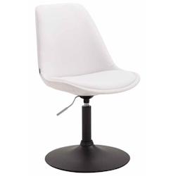 Décoshop26 - Chaise de salle à manger x1 pivotante hauteur réglable en PVC blanc et pied trompette en métal noir 10_0003761 - blanc 3000251753202_0