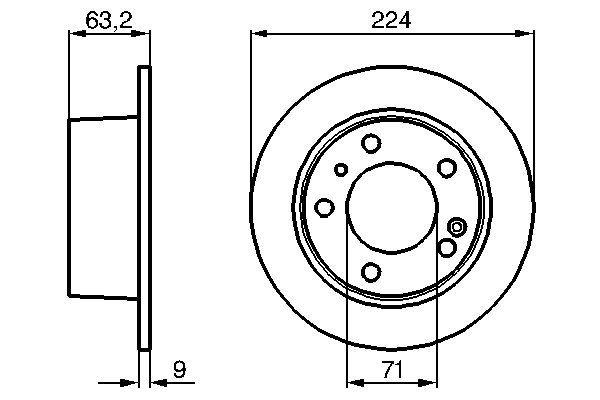 Disque de frein Bosch 0986478141 - boîte de 2 disques - arrière - type plein - 5 trous - épaisseur 9 mm_0