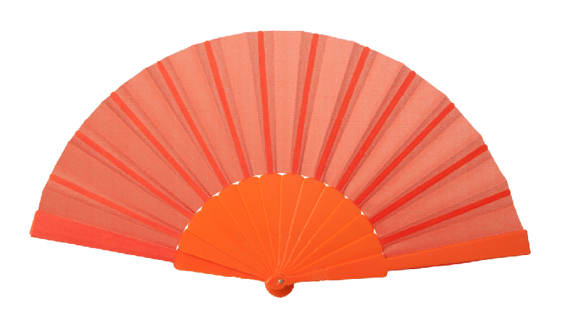 Éventail - textile et plastique - couleur orange - poids 47 gr_0