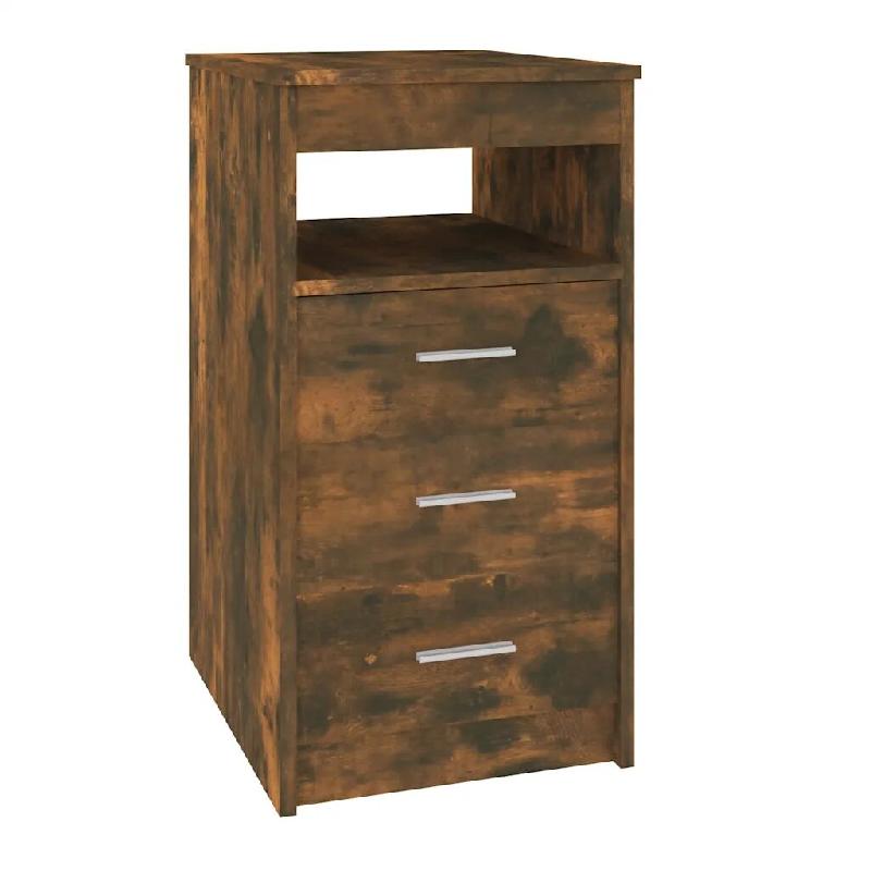 Helloshop26 - Armoire à tiroirs compacte avec étagère rangement 40 x 50 x 76 cm en bois d'ingénierie chêne fumé 02_0048135 - Bois massif 3000235127869_0