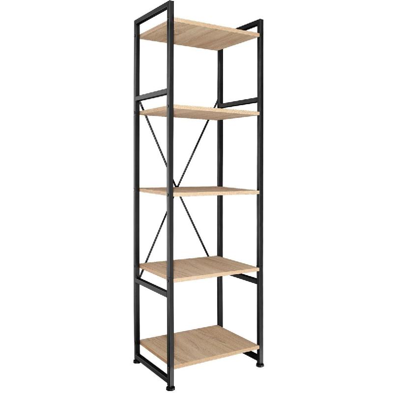 Helloshop26 - Grande étagère bibliothèque au look industriel/ vintage 5 niveaux 151,5 cm beige 08_0000277 - 3000956499788_0