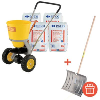 Kit 4 sacs sel déneigement + épandeur + un poussoir offert_0