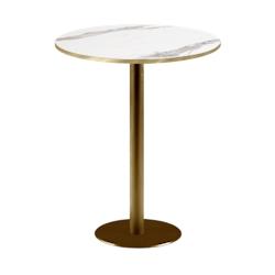 Restootab - Mange-debout Ø60cm Rome bistrot marbre blanc - blanc Bois manufacturé 3701665200626_0