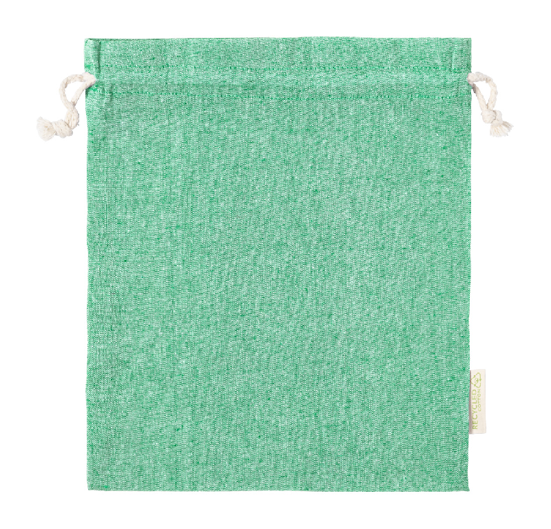 Sac à provisions en coton recyclé - Fermeture à cordon de serrage - 120 g/m² - Couleur vert_0