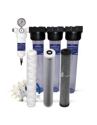 Station Disruptor® Trio 20 pouces - Filtration eau de pluie et puits - 4 niveaux de filtration_0