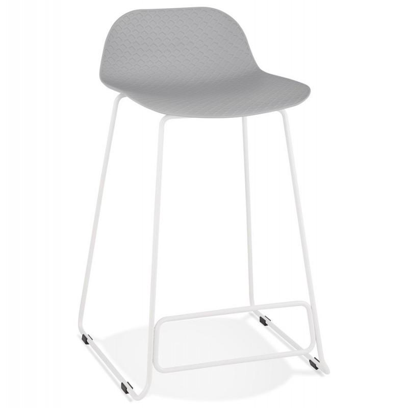 Tabouret de bar Blitz 85 cm gris & blanc - Paris Prix - métal & polypropylène - compatible table mi-haute_0