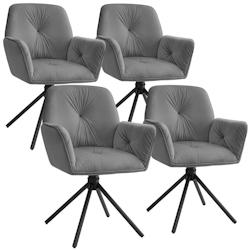 Tectake Lot de 4 chaises pivotantes 360° en velours rembourré anthracite/noir - 406021 - gris multi-matériau 406021_0
