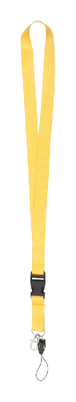 Tour de cou double - mousqueton en métal - cordelette pour portable en polyester - couleur jaune - 16g_0