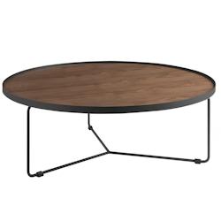 AC ANGEL CERDA Angel Cerdá Table basse ronde en noyer et acier noir 2006C Ø100 x 35 - marron Bois manufacturé 8435631001829_0