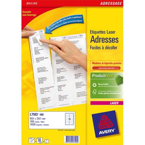 Avery boîte de 1400 étiquettes adresse laser recyclées blanc 99.1x38.1 lr7163-100_0