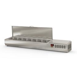 CORECO Vitrinette D'Exposition - Presentoir A Ingredients Avec Couvercle Inox - +2/+8 - 1795X336X545 - Inox  - Capacite 8 Bacs Gn1/4 EI180-T-1/4 - Aci_0