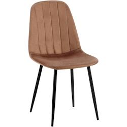 Décoshop26 - Chaise de salle à manger x1 design moderne coutures verticales velours marron et pieds en métal noir 10_0001986 - marron 3000250783323_0