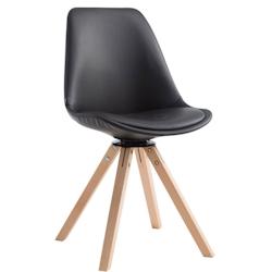 Décoshop26 - Chaise de salle à manger x1 pivotante style moderne assise en PVC noir piètement en bois clair 10_0003325 - noir 3000251524123_0