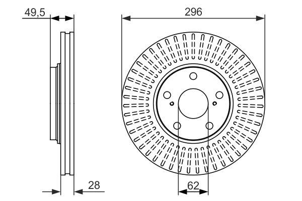 Disque de frein Bosch 0986479664 - ventilé - avant - 5 trous_0