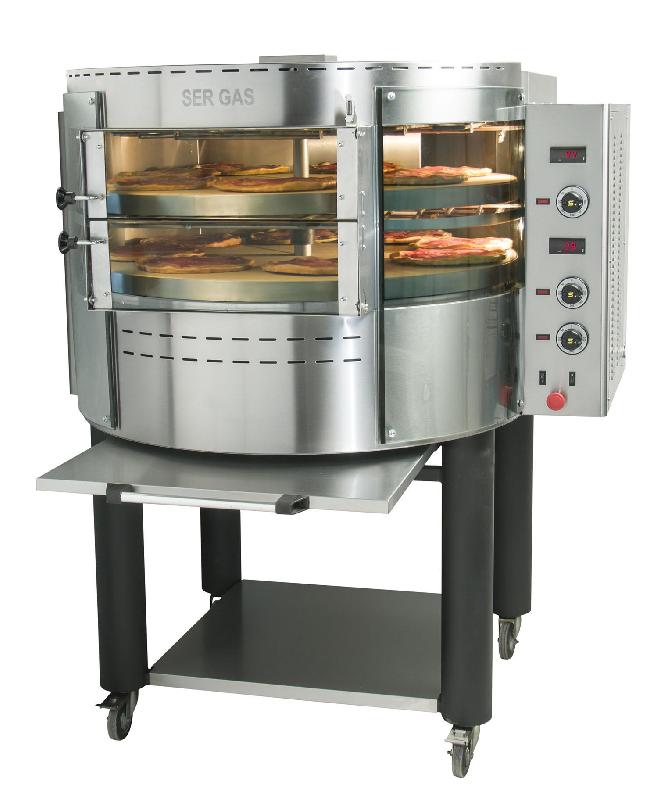 Four à pizza rotatif professionnel électrique 2 étages avec piètement inox 7 pizzas de ø 30 cm - RPE2+I_0