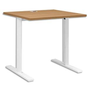 Gautier Office - Bureau droit piétement métal I fixe - Merisier - L80 x H74 x P80 cm - 2 passe-câbles_0