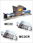Pompes centrifuges horizontales volumétriques à vis excentrique MC2C - MC2CR avec trémie et broyeur à pales_0