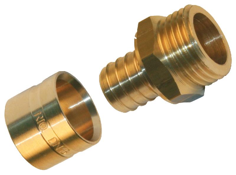 Raccord droit à glissement en laiton M 20 x 27 - Pour tube PER - Norme ACS_0