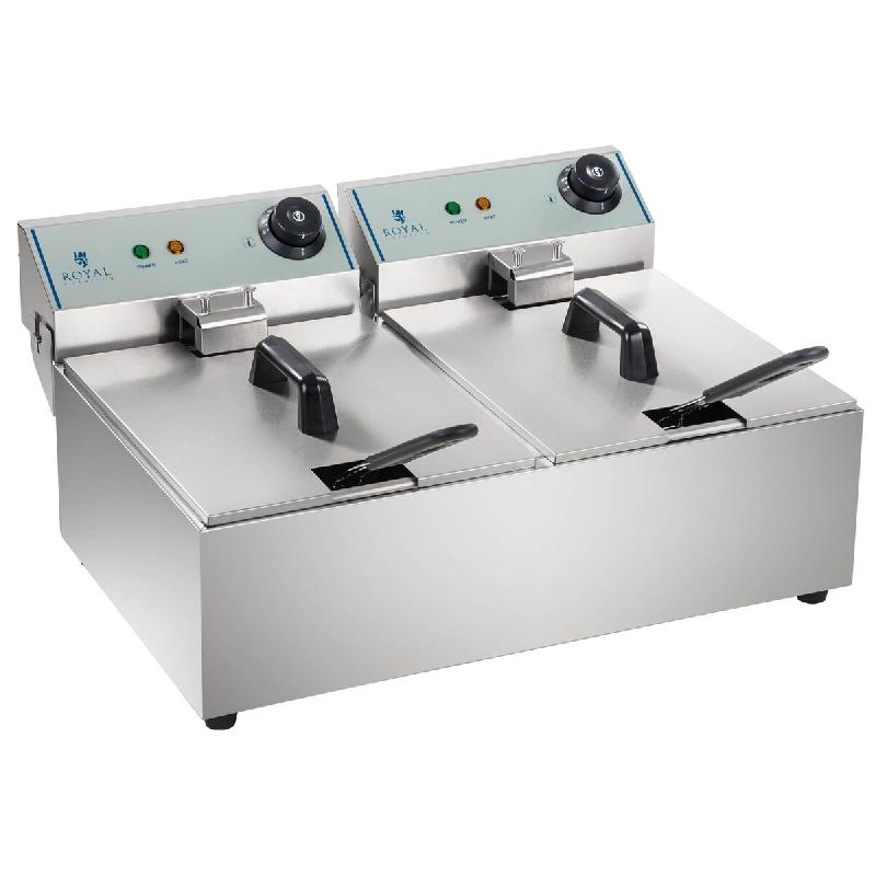 Royal Catering - Royal Catering Double Friteuse Electrique 2 x 10 L, 2 x 2500 W, 230 V, 2 témoins lumineux Professionnelle Commerciale - inox 4260223_0