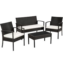 Tectake Salon de jardin Sparte 4 places - noir - 401483 - noir multi-matériau 401483_0