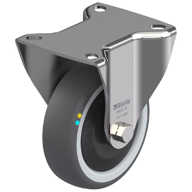 Roulette fixe de 100 mm en acier inoxydable avec thermoplastique gris conducteur d'électricité_0