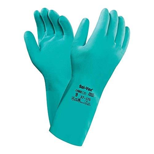 Ansell Rasolvex 37-675 - Lot de 12 gants de protection chimique - Taille 10, vert, doublure coton floqué_0