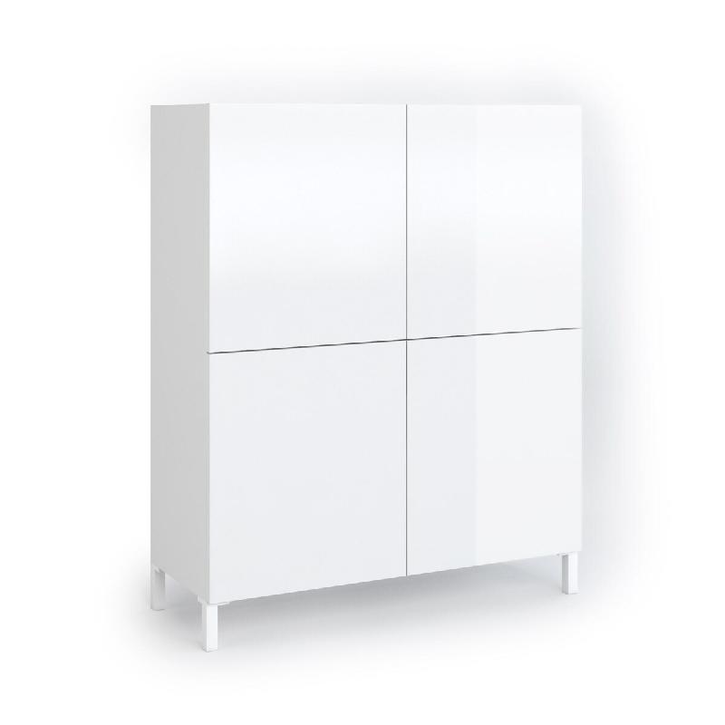 AQA Design Buffet haut ALVEA en mélamine blanc brillant/marbre calacatta L.90 P.35 H.110 MP07051 - multicolore Bois manufacturé MP07051_0
