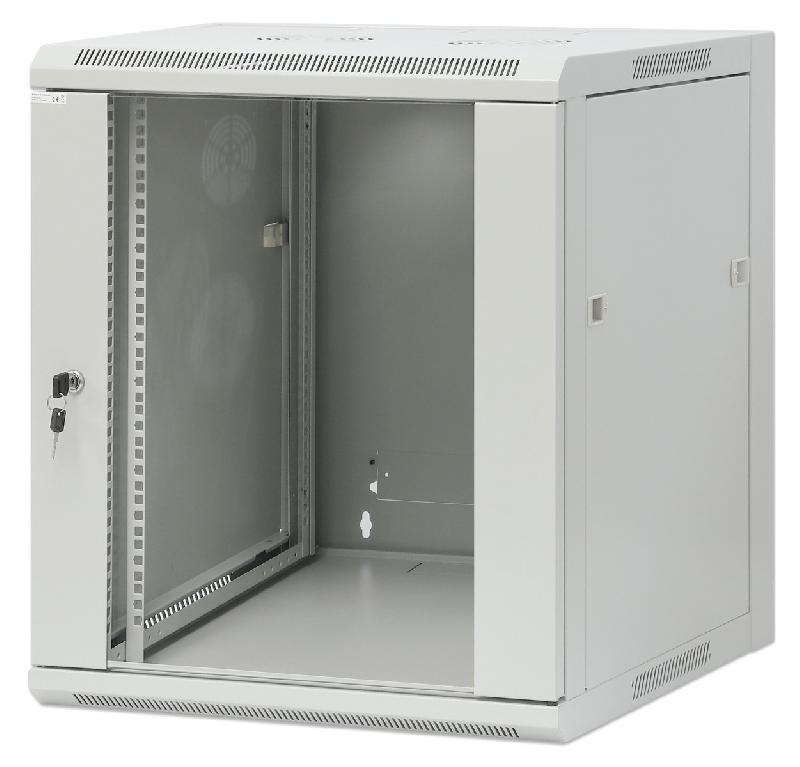 Bâti 19 pouces MHT118 avec porte vitrée - 12U hoogte - 600 mm diep - flatpack - grijs - Bravour®_0