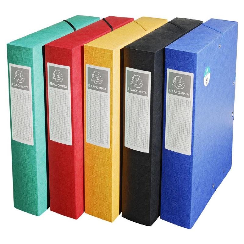 BOÎTE DE RANGEMENT EXACOMPTA EXABOX SCOTTEN NATURE FUTURE A4 TRANCHE DE 6 CM - COLORIS ASSORTIES - LOT DE 10