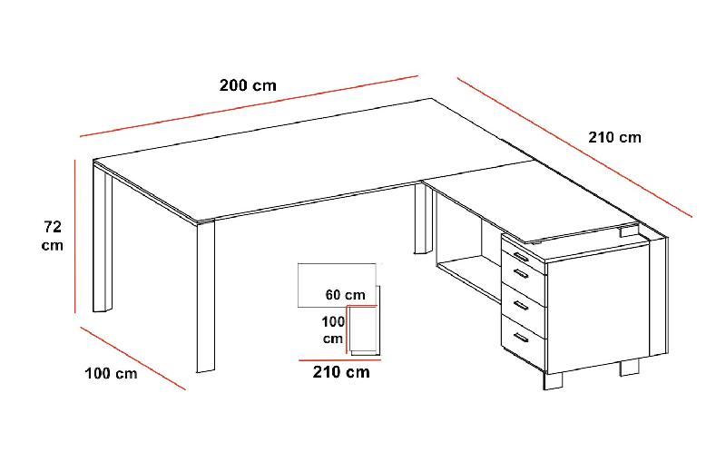 Bureau de direction X7 avec retour et caisson - Officity - 210, Wenge, Droite, Non_1