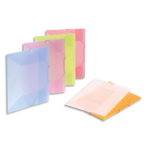 CHEMISE À ÉLASTIQUE 3 RABATS PLASTIQUE VIQUEL PROPYSOFT 23 X 32 CM DOS 1,5 CM COULEURS ASSORTIES - LOT DE 25