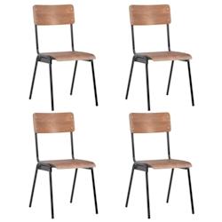 Décoshop26 - Set de 4 chaises de salle à manger design classique contreplaqué marron solide et acier DEC025636 - marron 3000255358779_0